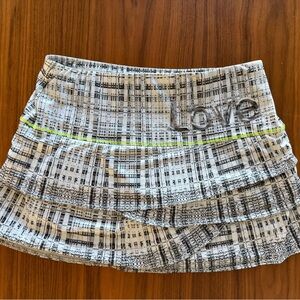 Lucky in Love Black and White Plaid Tennis Pickleball Golf Skirt Small